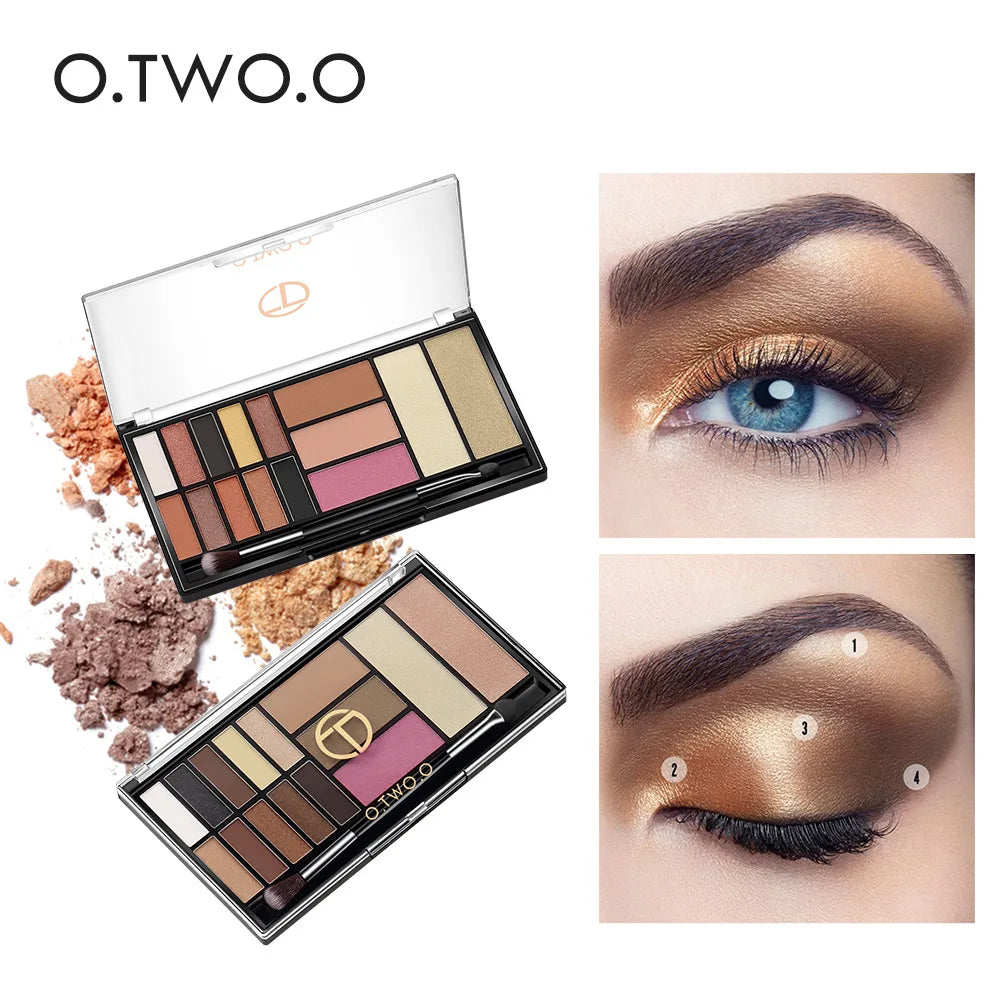 O.TWO.O 10-Color Eyeshadow 3-Color Blush 2-Color Light Highlighter Makeup Palette