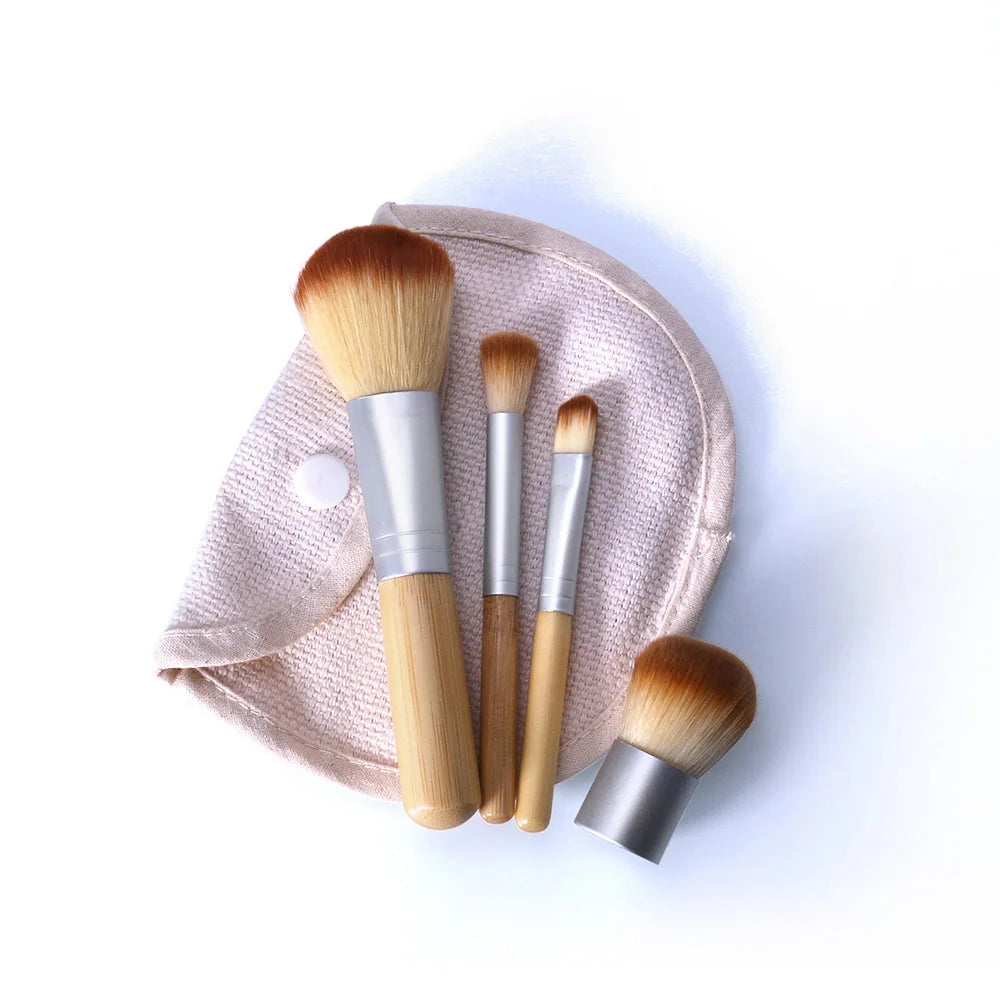 O.TWO.O 4pc Bamboo Makeup Brush Set