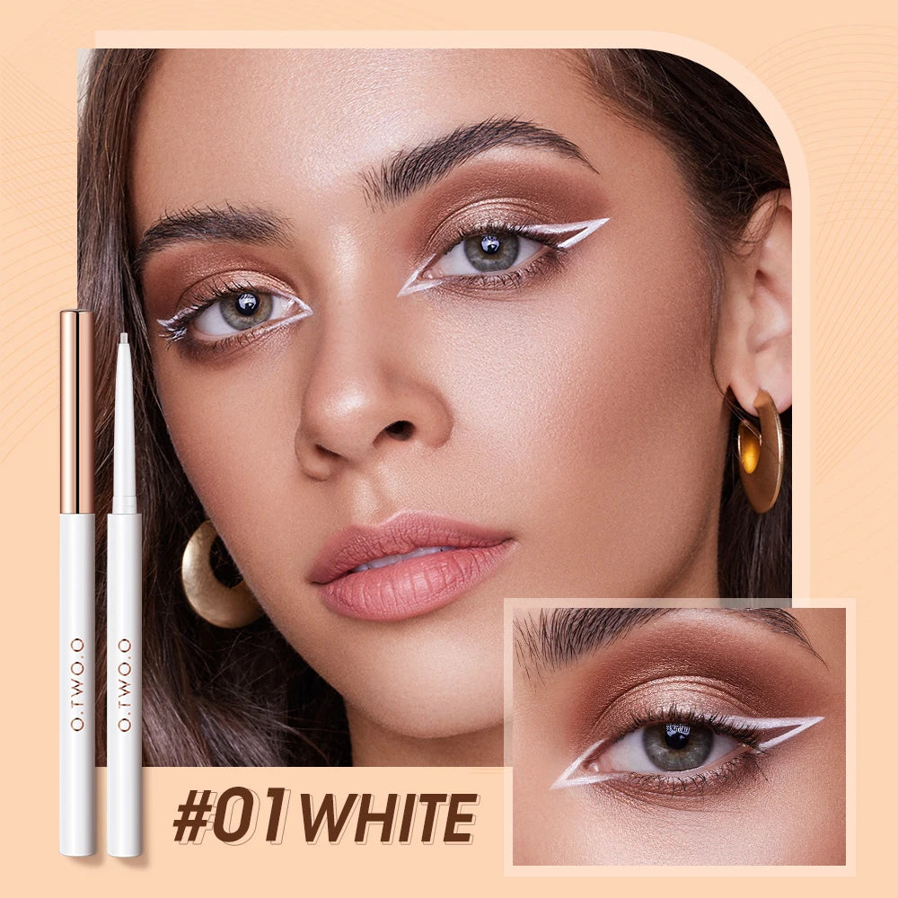 O.TWO.O Waterproof Eyeliner Gel Pencil 4 Colors Long-Lasting Ultra-Fine Smooth High Pigment White Eye Liner Pencil Makeup