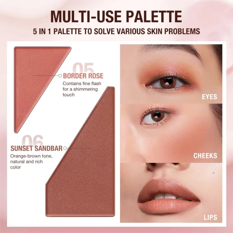 O.TWO.O Multi Effect Concealer Palette 5 In 1 Blush Contouring Eyeshadow Lipstick Makeup Plate Waterproof Creamy Face Cosmetics