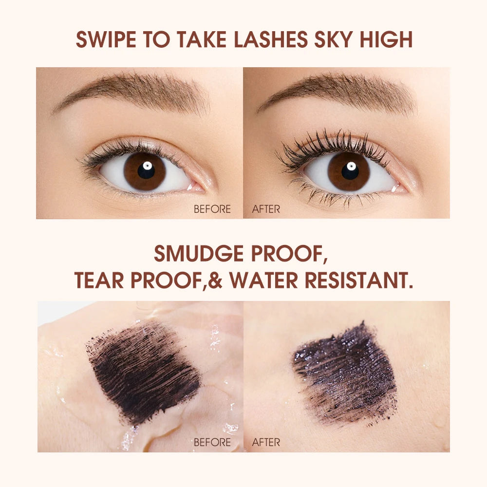 Black sweatproof Mascara Lengthens Eyelashes Waterproof Long-lasting 4D Silk Fiber Mascara Lash Extension Cosmetics