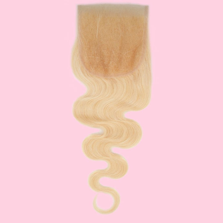 Russian Blonde Body Wave 4x4 Transparent Closure